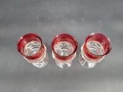 Vintage King’s Crown Cranberry Flashed by Tiffin-Franciscan Water Goblets 3 pcs