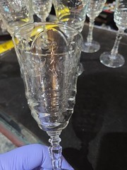 Set of 6 Vintage Libbey Rock Sharpe Arctic Rose ? Wine Tea Stemware MCM Glass