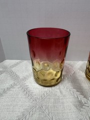 EAPG Hobbs Brockunier Amberina Inverted Thumbprint Tumblers ~ Set of 2