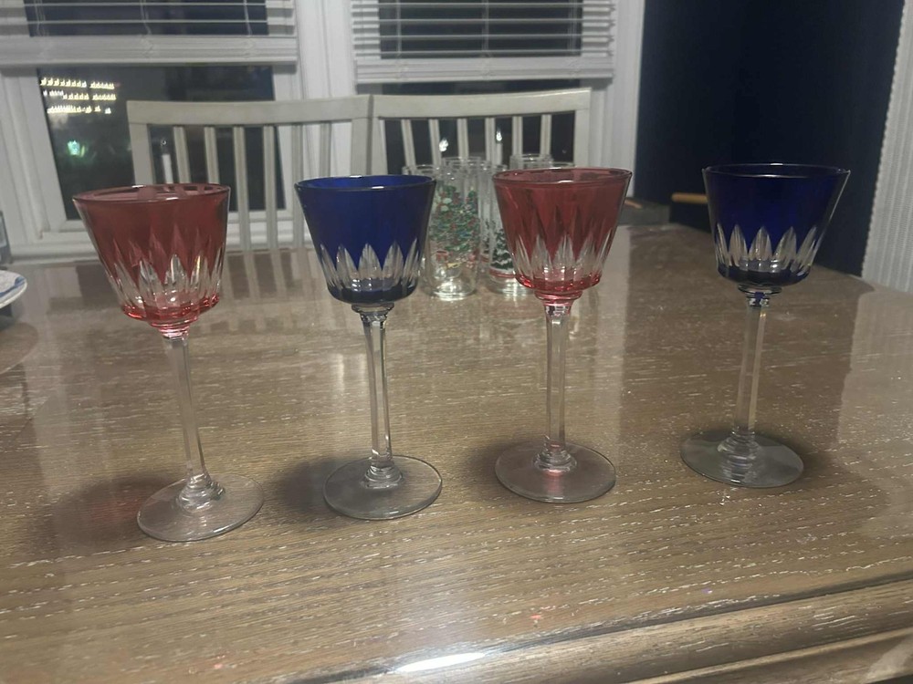 Baccarat Lavandou Pattern Rhine Wine Glasses Cut Crystal – Set of Four