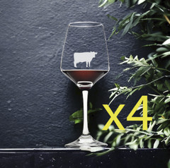 Cow Wine Glasses x4 Premium 12 Oz Personalize Farm Animal Gift NEW