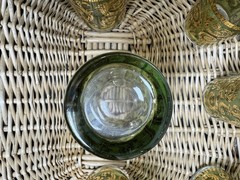 Vtg Culver MCM Baroque High Ball Tumblers 22K Gold 7 Scroll Olive Green