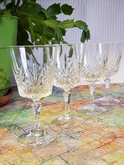 Cristal D’Arques-Durand Chantilly Taille Beaugency Water Goblet Set of 4