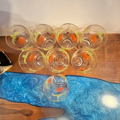 (8) Vintage Federal Glass Entertainers Set Atomic Pineapple Glasses Tumblers