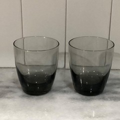 Libbey Smoke Gray Glass Tumblers, Set of 2, Vintage Weighted Bottom Glassware