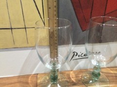 2 Libbey Metropolis Glass Goblets ice tea goblets green stem 7»X3»