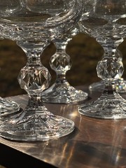 Bohemia Clear Crystal Glasses In the «Cascade» pattern 6-1/2”. Nine Available