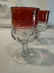 VTG Indiana Glass Kings Crown Ruby Red Flash Thumbprint Cordials 4.5inch EACH