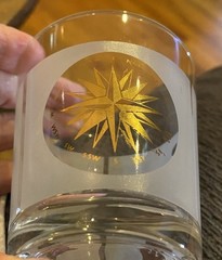 Mid Century French Glasses W/Gold Trim Nautical Theme Barware Set Of 2