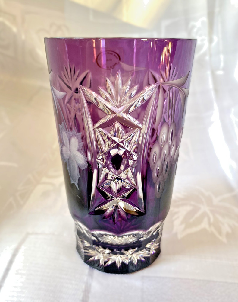 Amethyst Highball, 24% Lead Crystal by Ajka Hand Cut, Hungary, 5″ tall