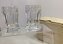 Rare 2 Fostoria Virginia Pattern 2 Oz Whiskey Shot Glasses Original Box