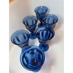Vintage Imperial Glass Old Williamsburg Cobalt Goblets 5.3″ Set of 6 Deep Blue