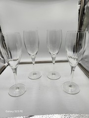 Vintage Champagne Glasses Vertical Optic Lines Set of 4 Clear Crystal