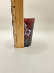 ANTIQUE Beaumont? Moser? Amethyst Enamel Decorated Paneled Tumbler READ