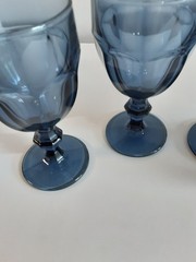 Libbey Gibraltar Dusky Blue Water Goblets Lot Of 4 DuraTuff Glass
