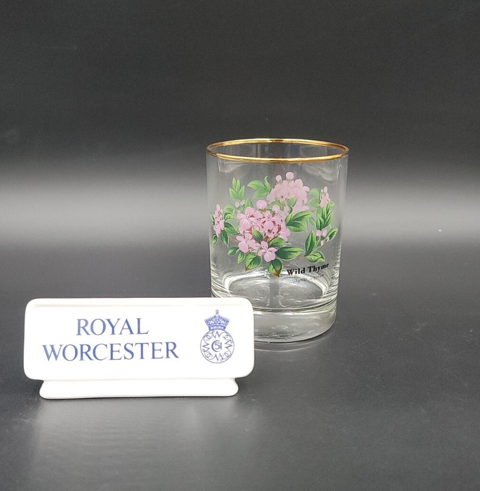 Royal Worcester WORCESTER HERBS Wild Thyme Glassware Old Fashioned(s) EXCELLENT