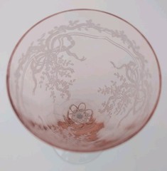 As-Is Fostoria June Pink Etched Water Goblets CHIPPED Pair