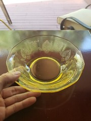 (1) RARE 6″ Cereal Bowl #2375 glass FOSTORIA crystal TROJAN TOPAZ YELLOW (#2)