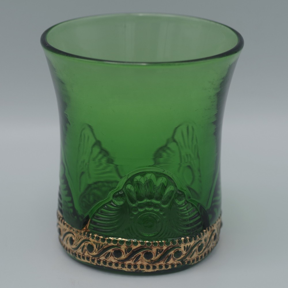 c.1899 EAPG US GLASS JEWEL AKA LACY MEDALLION GREEN TUMBLER
