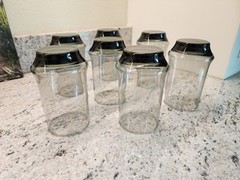 Set Of 7 Vintage Libbey Smoke Gray/Black Impromptu 12oz Drinking Glasses
