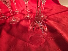 Vintage Molded Crystal Wine Glasses 7.5″ – Set of 8, Smooth Flame Tulip Stemware