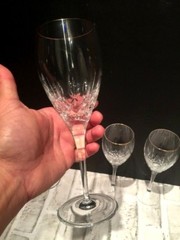 Set of 4 Rogaska Miller 8 1/4″ Inch Memoir Gold Trim Wine Glasses Signed