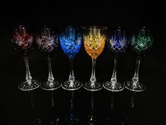 Faberge Odessa Crystal Colored Tall Wine Glasses without case
