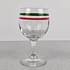 Libbey Goblet Wine Glass Mexican Flag Colors 8 oz Set of 3 Glasses Striped