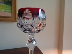 Vintage Val St. Lambert Goblet in Dark Red Chystal ON SALE 20% OFF