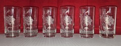 Set of 6 Vintage Libbey Rose Bouquet Glass Tumblers 4 ⅝ In MCM