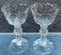 Set of TWO Heisey Crystal Riviere Cutting Liquor Cocktail Goblets