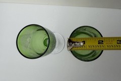 Green Champagne Flutes with Clear Stem Etched Asian Etchings Glasses Set Of 2