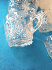 Lot Of Five Vintage Pin Wheel Star Burst Atomic Era Punch Cups Holiday Party 3OZ