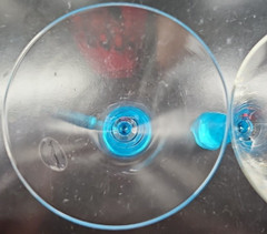 2 Artland Presscott Aqua Wine Glasses Set Elegant Clear Frosted Stemware Bar Lot