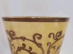 Arte Italica AI23 Yellow Alabaster 24K Gold Encrusted Goblets Italy Set of 3