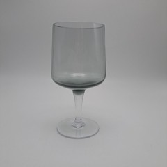 MCM Gray Smoke Wine/Water Goblet Clear Stem 12 Fl Oz Mid-Century Modern Glass