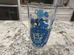 Vintage Hazel Atlas Sour Cream Glass Zoo Safari Jungle Animals 2 Tone Blue Used