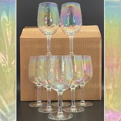 Mikasa Rare NOS Iridescent Drape Optic Pilsener 556 8pc Set c1970s Europe 10oz