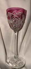 Baccarat Crystal LAGNY Pattern Rose Cut to Clear Rhine Hock Wine Glass 8″ H BOX