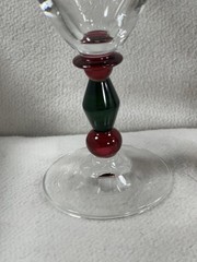 Mikasa Festive Kensington Wine Glasses Set 3 Crystal Red Green Stem New 8.5 Oz