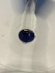 Vtg Cobalt Blue White Cased Clear Stem Blown Wine/Champane Glass, 8 5/8”Moretti?