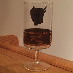 Cera MCM Bison Buffalo Bulls Head Wine Glasses ~ RARE VTG Collectors Set 4 ~ EUC
