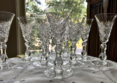 ELMIRA #17 AMERICAN BRILLIANT CUT GLASS SHERRY GLASSES (8) C.1903-1905