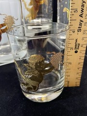 Vintage Culver Cherub Glasses, Set Of 4, Gold 22kt, Mid Century