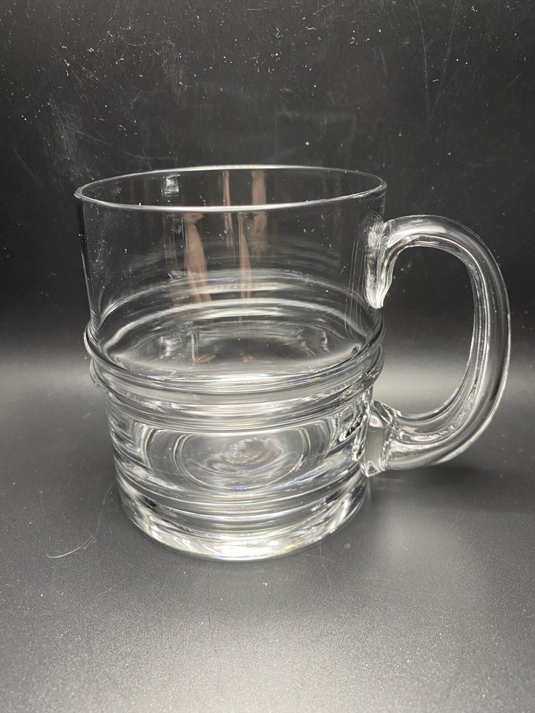 Vintage Iittala Finland Pisaranrengas Ripple glass beer mug design by Sarpaneva