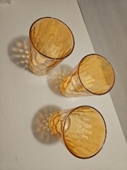 3 Rare Jeanette Glass & Carnival Iridescent Lustre Honeycomb Tumblers 5”