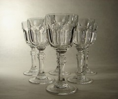 Set of 6 Mid Century Royal Crystal Rock Columbia Wine Sherry Glasses Italy 5.75″