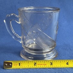Vtg Antique Cup c. 1882 McKee Glass EAPG Prism/Daisy Pleat Pattern Footed