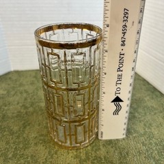 Vintage Imperial Glass SHOJI TRELLIS 22Kt Gold 5-3/4″ Glass Tumblers Set Of 4