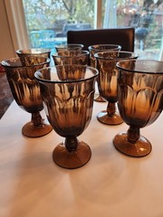 Vintage Noritake Provincial Smokey Brown Iced Tea Wine Goblets 6 3/8in Set Of 8